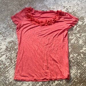Forever Fashion coral tshirt with rosette neckline detail